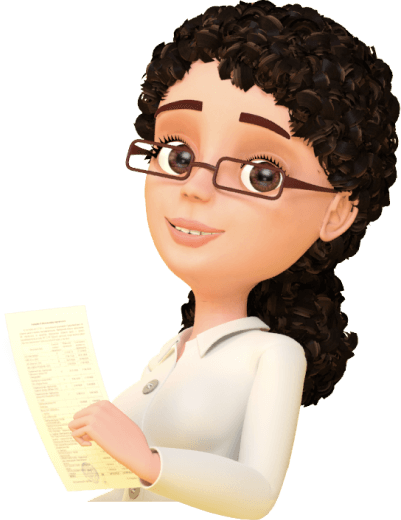 Девушка в очках держит в руке лист бумаги.